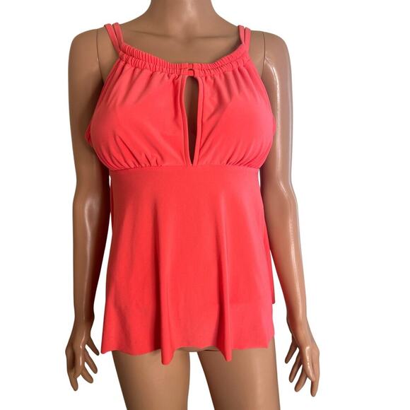 Magic Suit by Miraclesuit tankini top split chest babydoll coral color SZ 8 - Picture 3 of 8